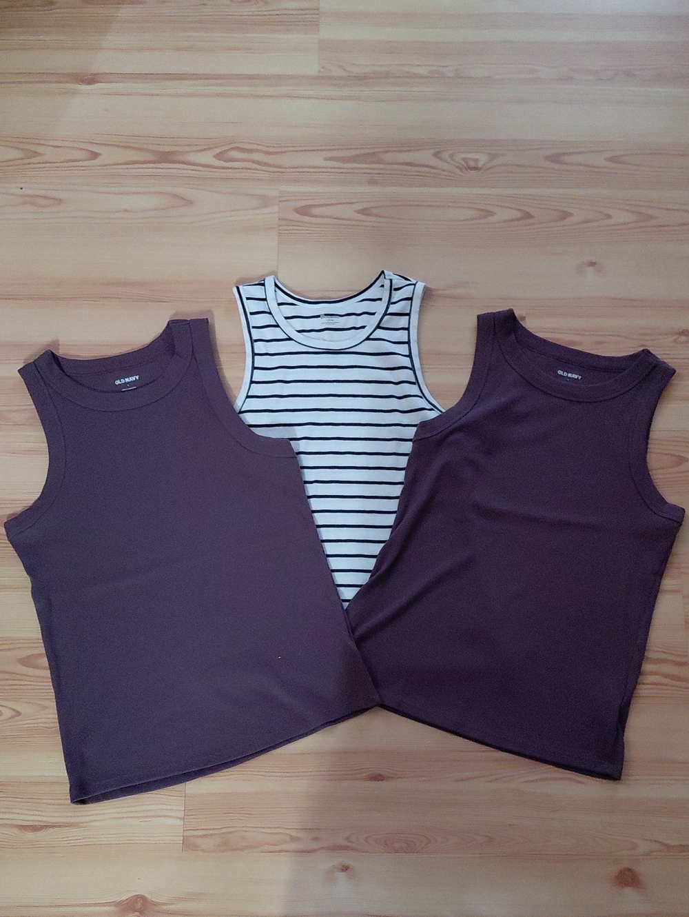 Old Navy G Plum Tank Tops (2-Pack) + NWOT No BoundariesBlack & White Stripe Tank